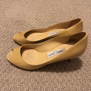 Jimmy Choo Shoes - Jimmy Choo Peep Toe 1.5 Inch Nude Pumps Jimmy Choo Shoes - Jimmy Choo Peep Toe 1.5 Inch Nude Pumps